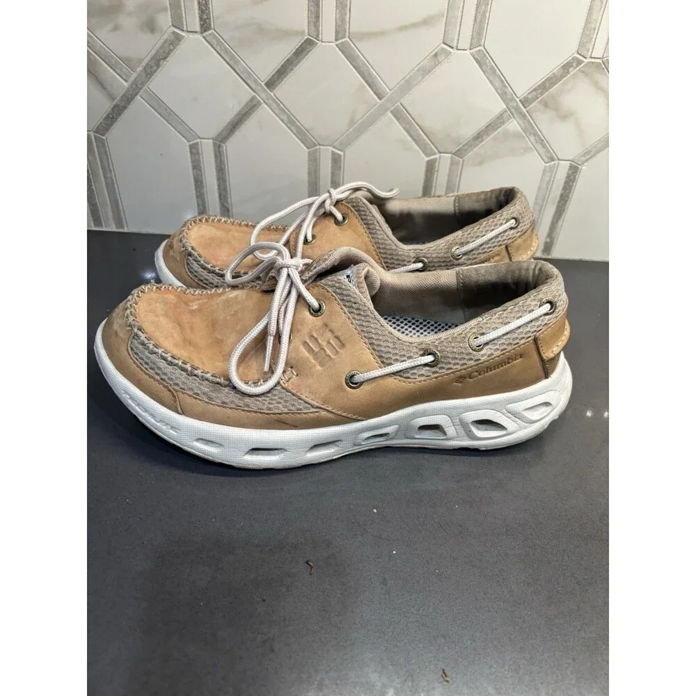 Columbia PFG Boatdrainer Men's 8.5 Beige Blood 'N Guts Techlite Shoes BM2611-265